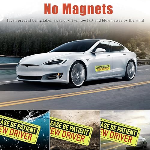 Miniatura 5 de Adhesivo para ventana de automóvil, 3 unidades, sin adhesivo magnético para automóvil, nuevos letreros de seguridad para el conductor para