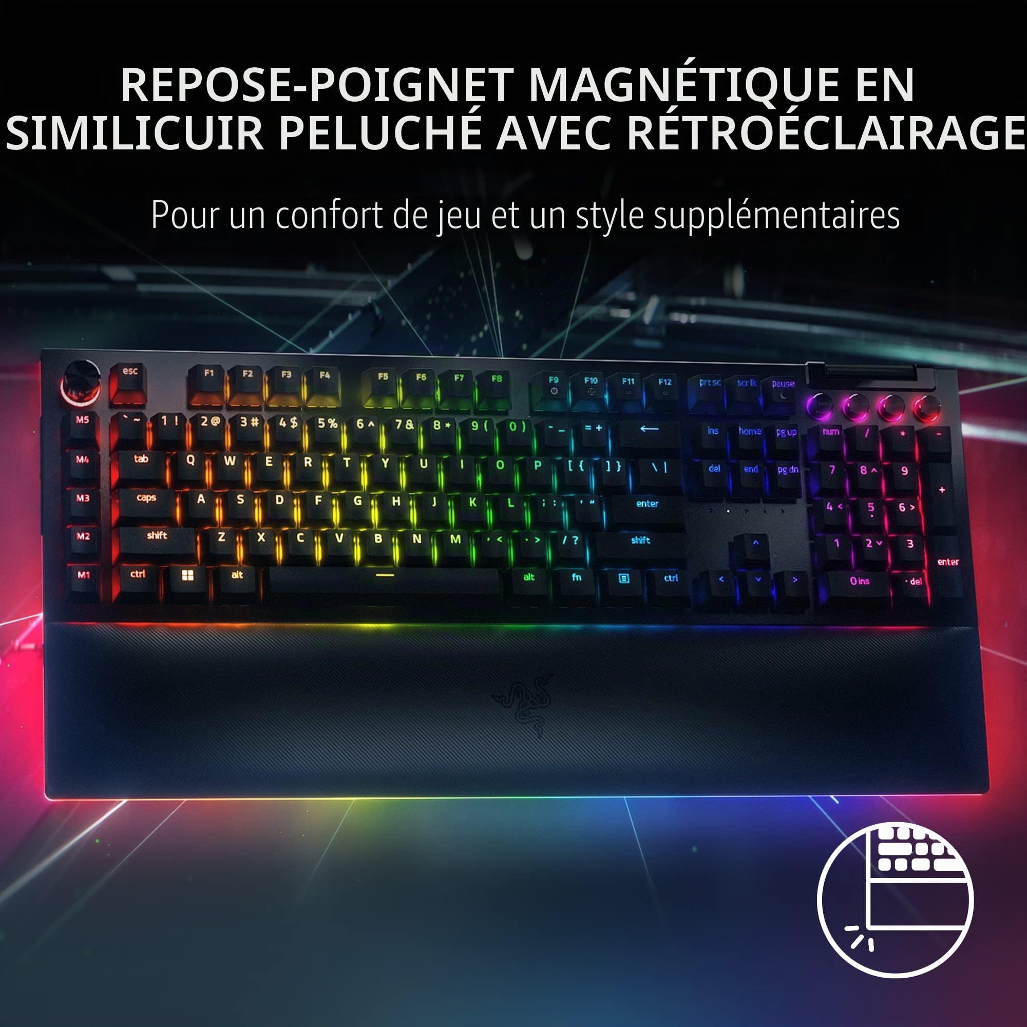 Razer BlackWidow V4 Pro Clavier de jeu mécanique avec commutateurs tactiles verts