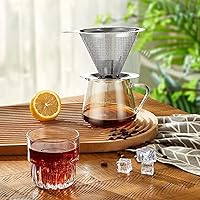 Vista 7 de Gotero de Café Pour Over, Filtro de Café Sin Papel de Goteo Lento, Cafetera Pour Over para Preparar 1-2 Tazas, Diseño de Doble Malla de Filtro