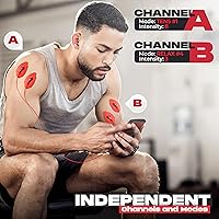 Vista 6 de Unidad TENS estimulador muscular, máquina de masaje EMS para hombro, cuello, ciática y alivio del dolor de espalda, masaje físico de pulso Rojo