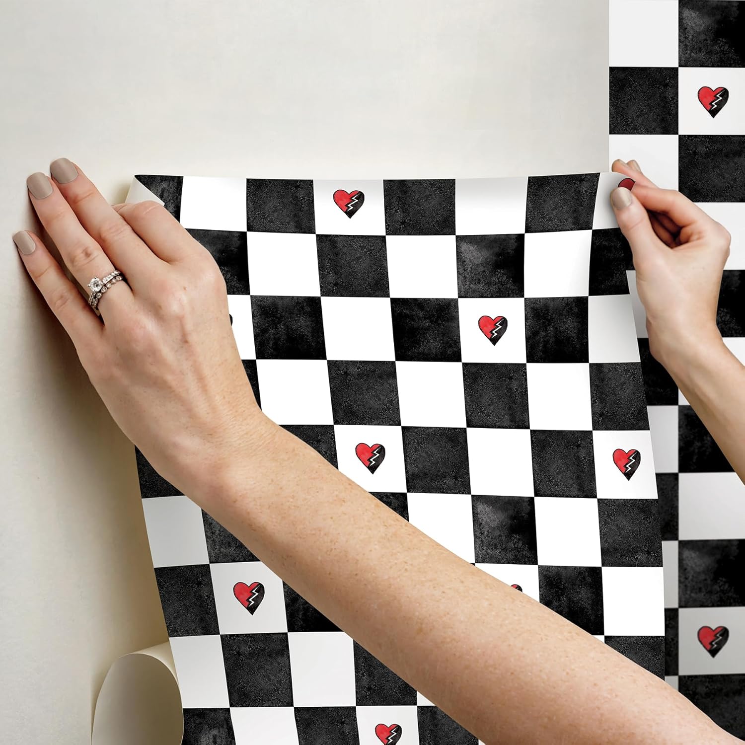 Disney Descendants: The Rise of Red - Rebel at Heart Checker Peel and Stick Wallpaper by RoomMates, RMK12817PLW