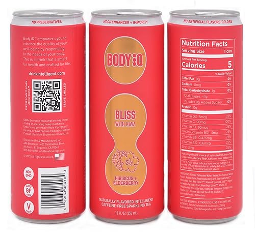 Miniatura 2 de BLISS Té espumoso inteligente sin cafeína (bayas de saúco hibisco, paquete de 12 unidades)