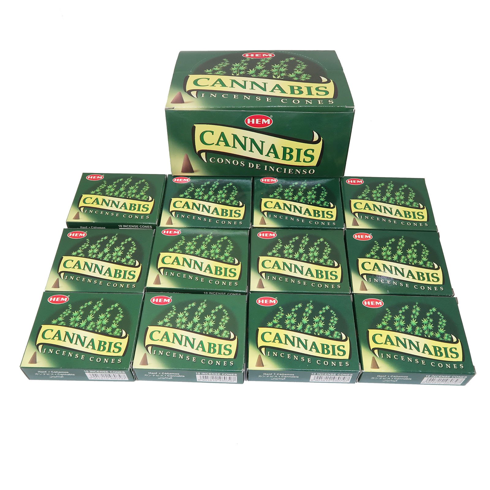 Cannabis - Case of 12 Boxes, 10 Cones Each - HEM Incense From India