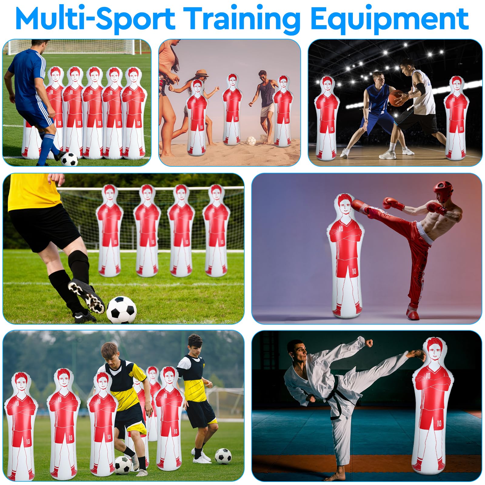 EFUTURETIME Manichino Gonfiabile da Calcio in PVC, Manichino da Allenamento Gonfiabile per Calci, Tumbler Air Calcio, Sacco da Boxe Alternativo Migliorare Palleggio, Arresto, Schivata