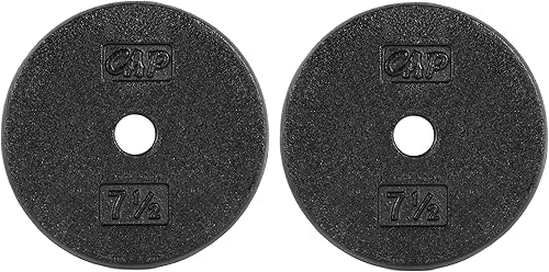 Miniatura 35 de CAP Barbell Placas de peso estándar de hierro fundido de 1 pulgada, individuales y juegos | 1.25-50 libras | Múltiples opciones Gris,Negro, 10