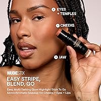 Vista 3 de Nudestix Nudies Bronze All Over Matte Bronzing Stick – 3-in-1 Cream Bronzer for Cheeks, Eyes & Lips with Built-In Brush Natural Contour & Sunkissed