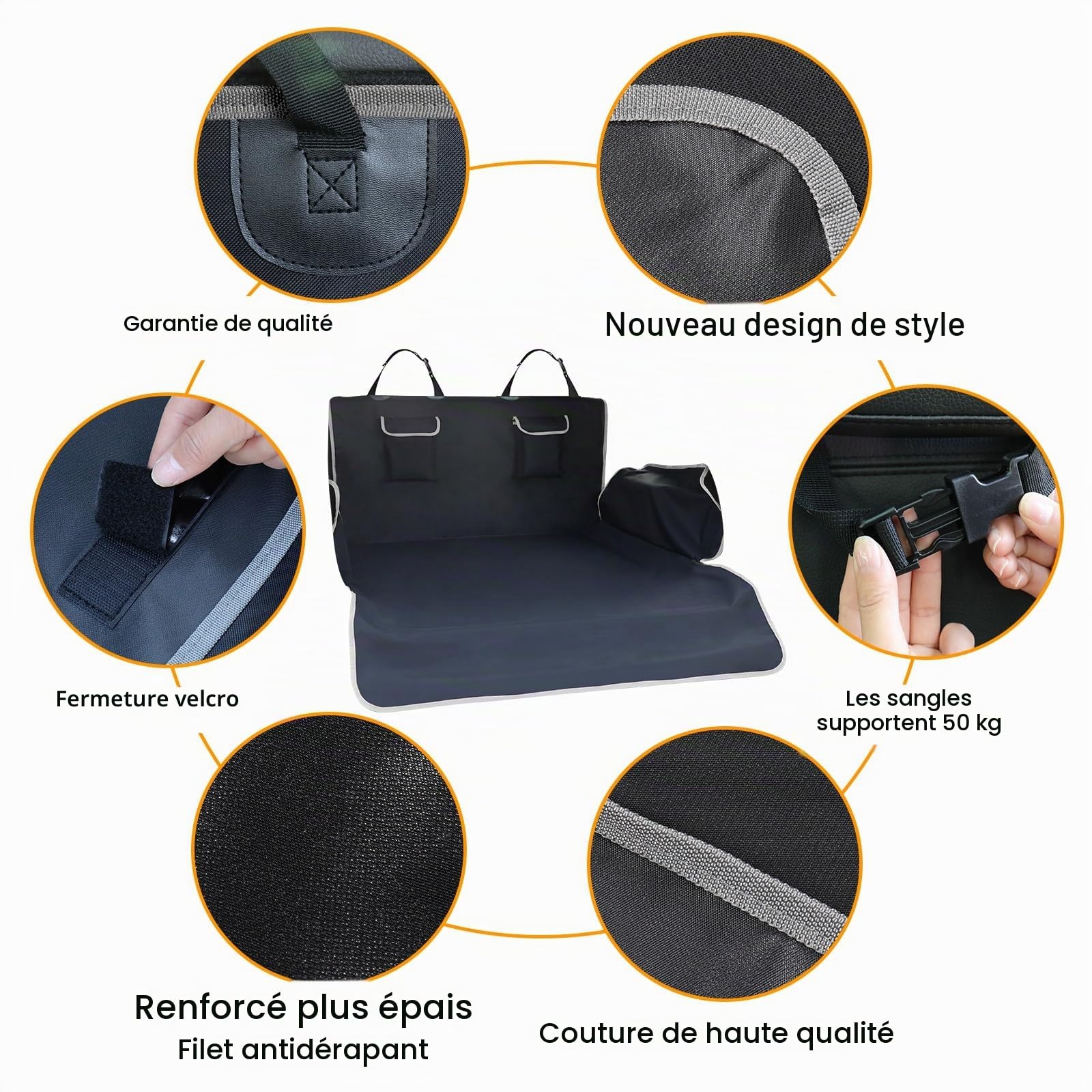Protection de Coffre pour Chien,Protection de Coffre Lavable avec Protection latérale, 2 Grandes Poches SUV Cargo Liners,Imperméable & Antidérapant105 x 185 cm