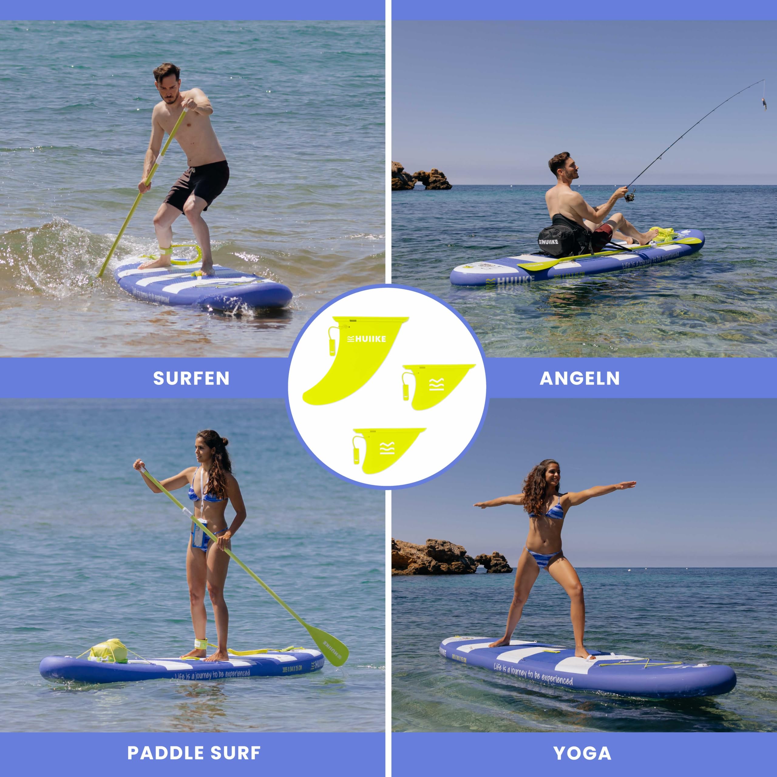 HUIIKE Sup Finne Stand Up Paddle 3 Stück Abnehmbare Ersatz Finne Sup mit Sicherheitsschloss, Stand Up Paddle Zubehör | Ersatzteile Standup Paddling Aufblasbar | Set 3 Flosse für Standup Board