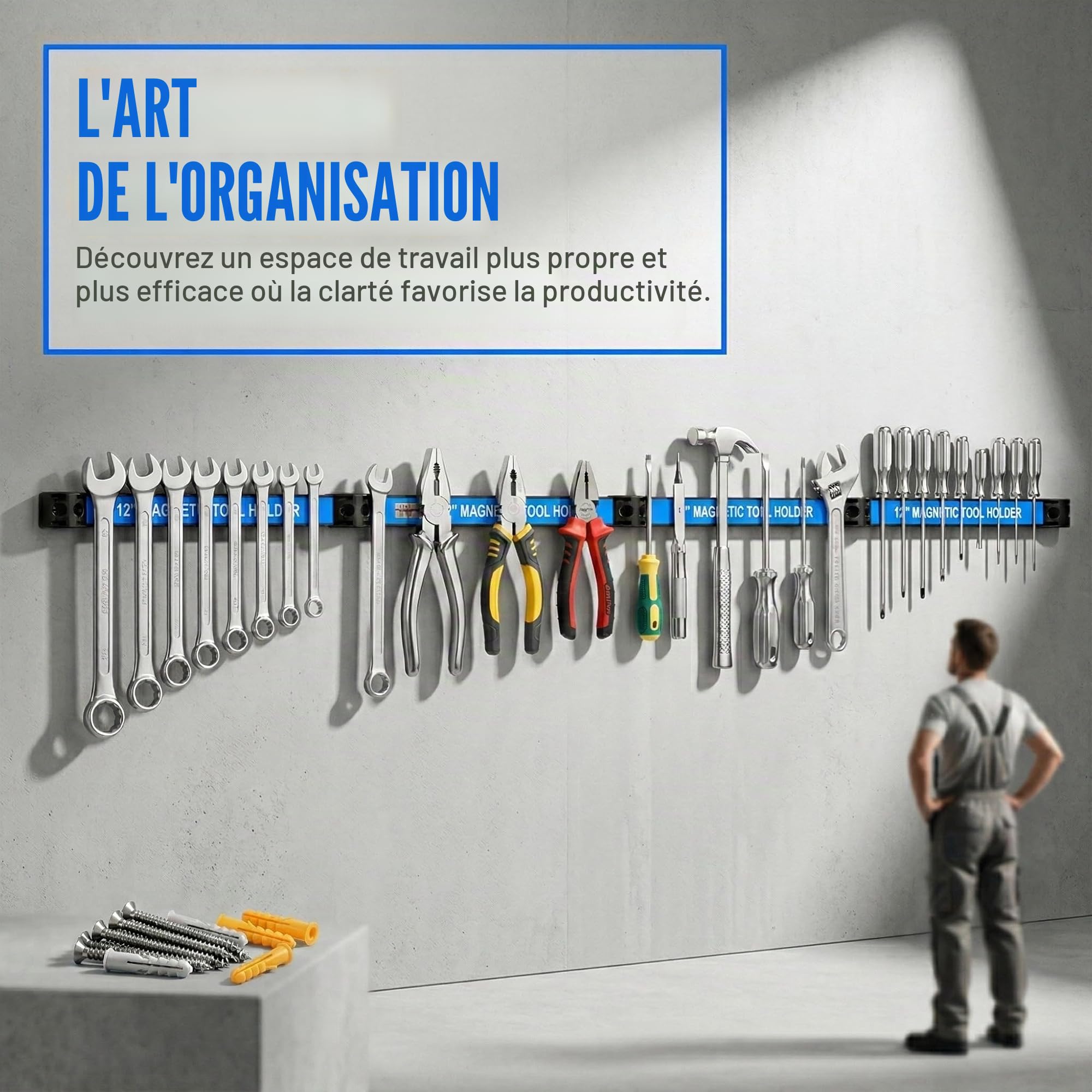 5 Pièces Barres Magnétiques pour Outils, 30CM Barrette Porte Outils Barre Aimantée Puissant Accroche Murale Outils Porte Outils Mural Magnetique pour Rangement Outillage Maison Garage