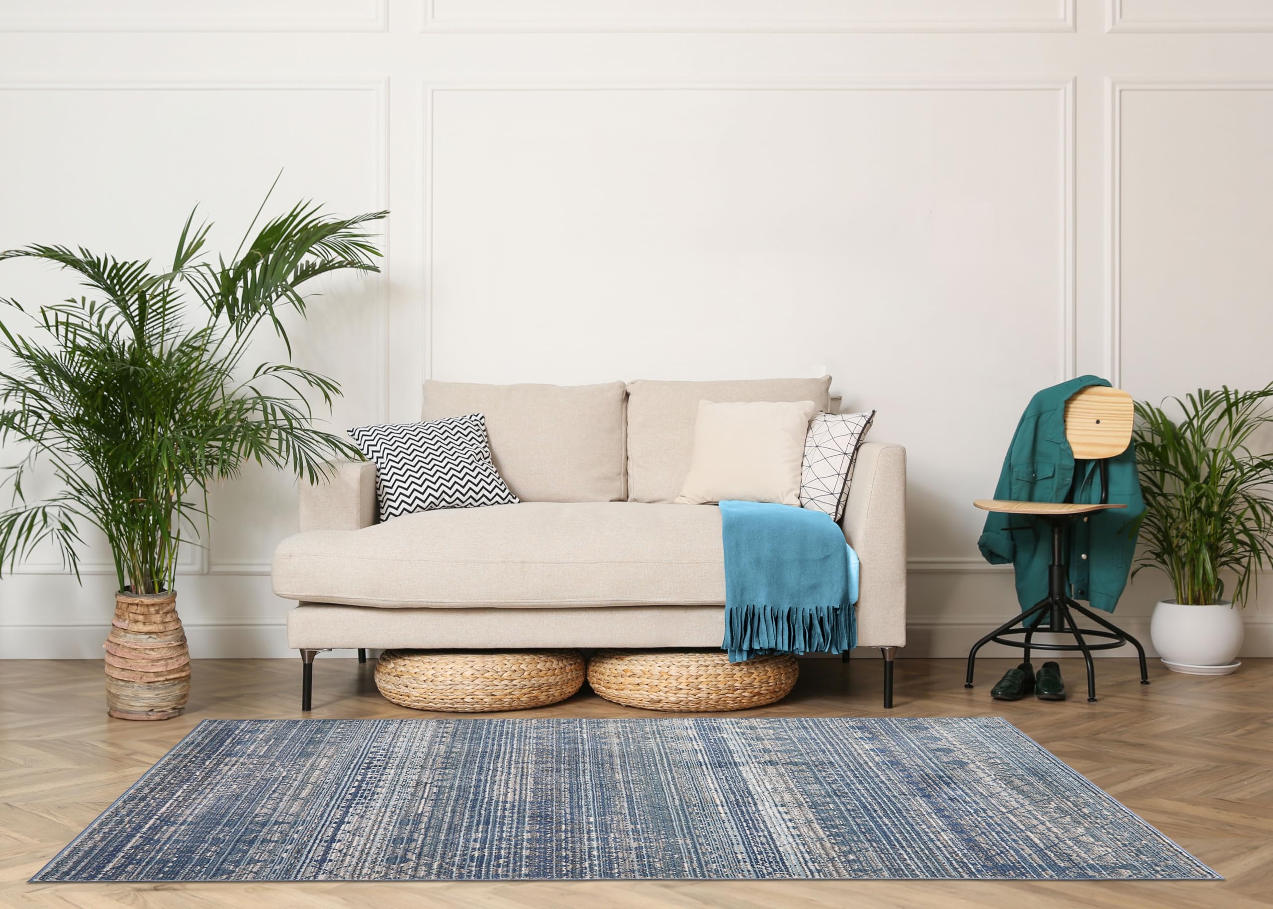 Lord of Rugs Nova Traditional Rug for Living Room Bedroom Classic Carpet Quality Soft Vintage Floral Medallion Patterns Area Rug Owen Blue Small 80x150 cm (2'6"x5') — image 1