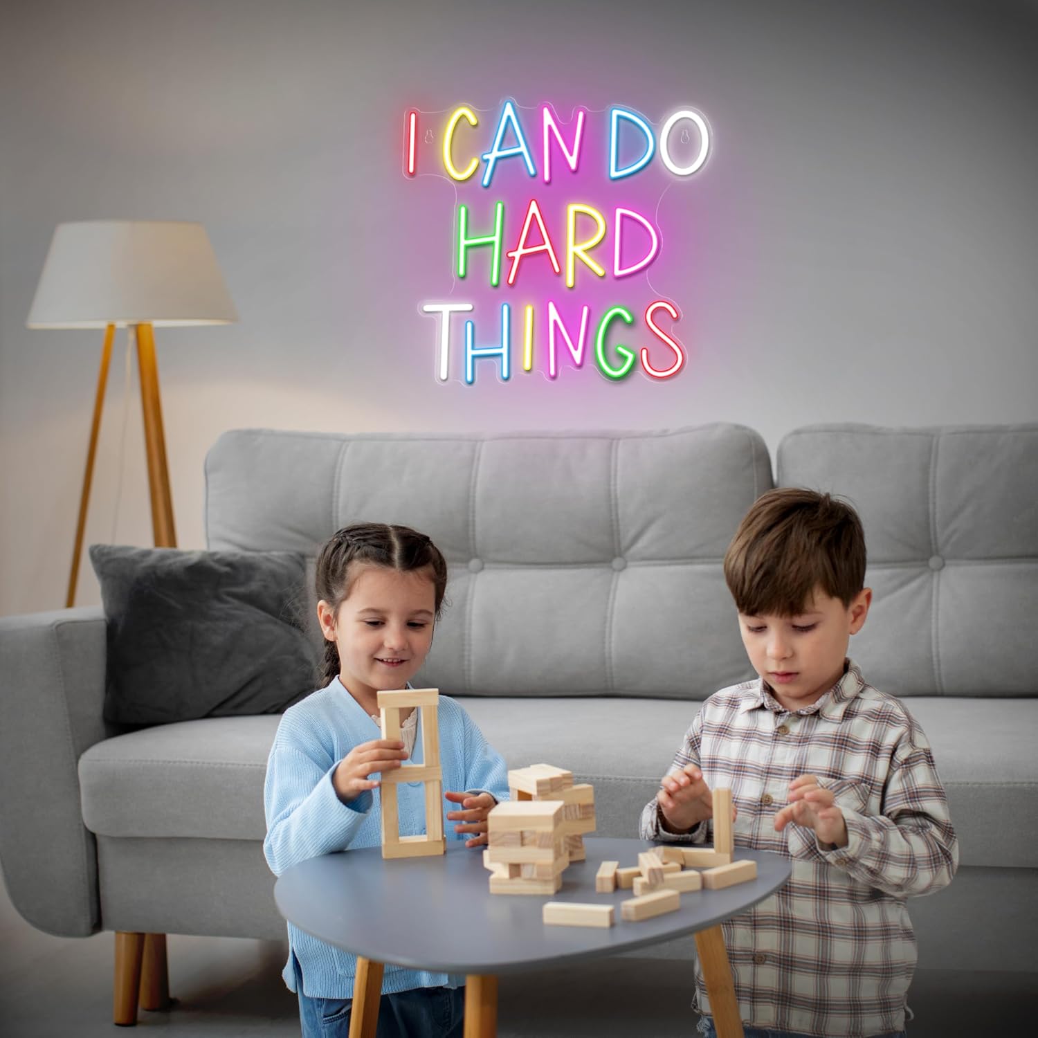 Kavaas I Can Do Hard Things Neon Sign Colorful LED Light Neon Signs for Wall Decor Positive Quotes Backdrop for Classroom Study Corner -Best Back to School Gifts for Teacher, Student, Teens Kids