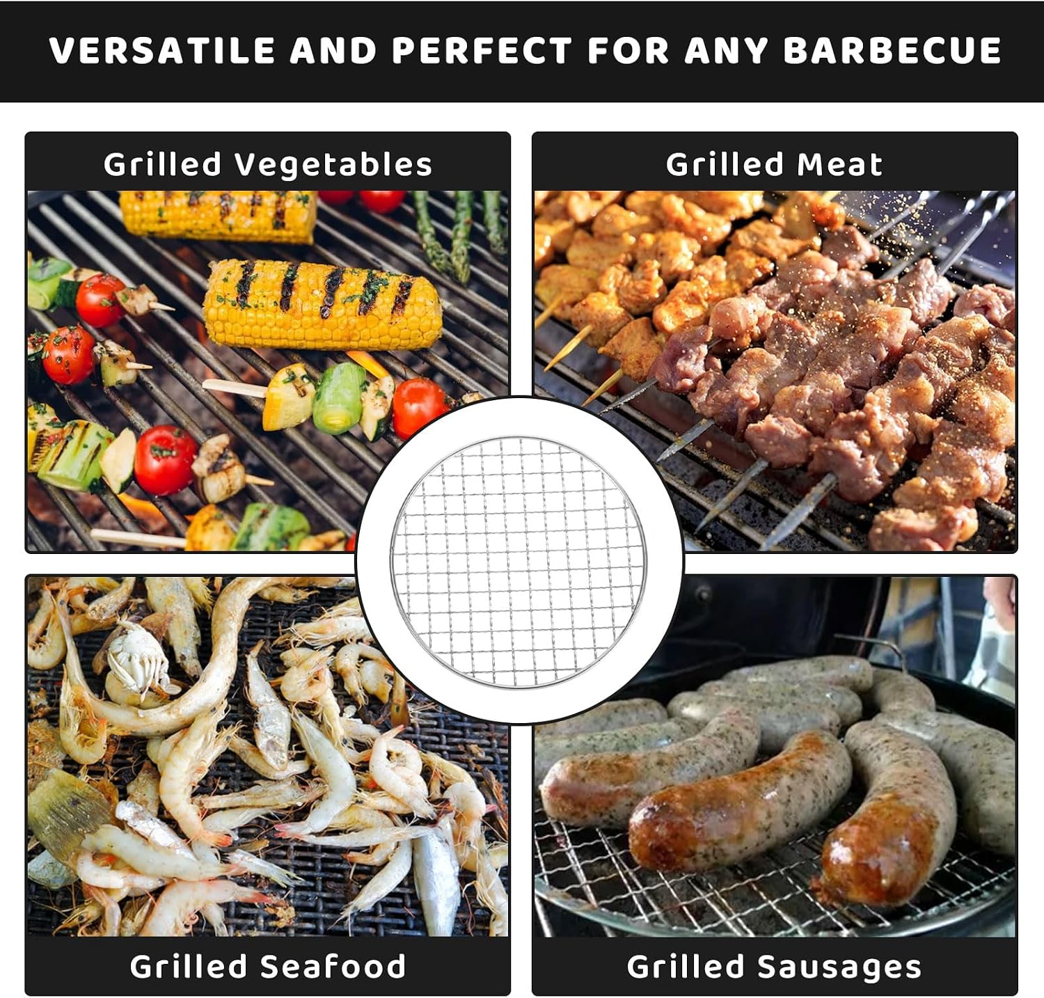 6 Inch Round Cooking Rack 304 Stainless Steel Cross Wire Grill Net Round Roasting Cooling Rack with 1-Inch Legs for Cooking Baking Steaming and Grilling