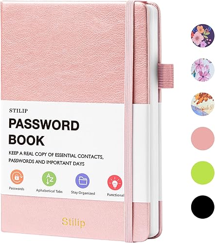 Miniatura 1 de Libro de contraseñas con pestañas alfabéticas - Guardián de contraseñas de tapa dura mejorado con PU, perfecto para organizar tus contraseñas, oro