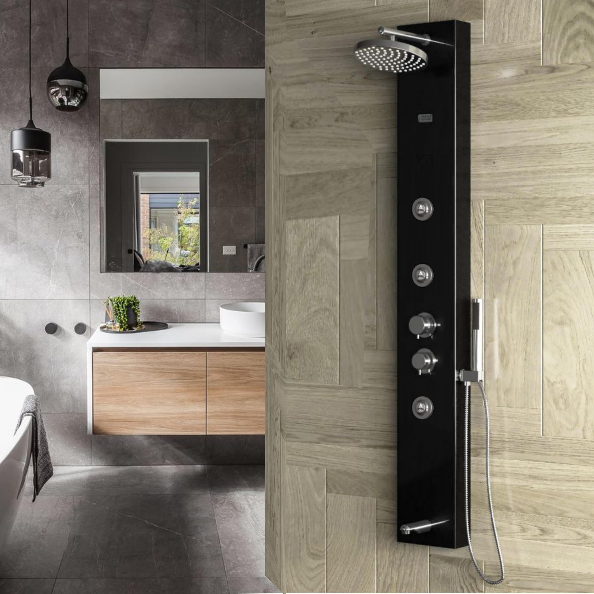 Erica Black Shower Panel (Erica - Black)