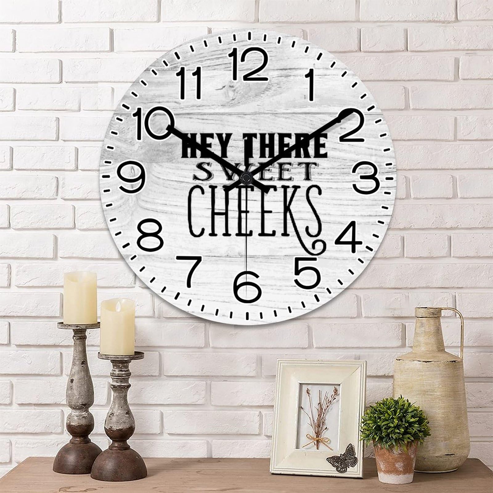 Horloge murale ronde en bois silencieuse sans tic-tac horloge à piles pour décoration maison