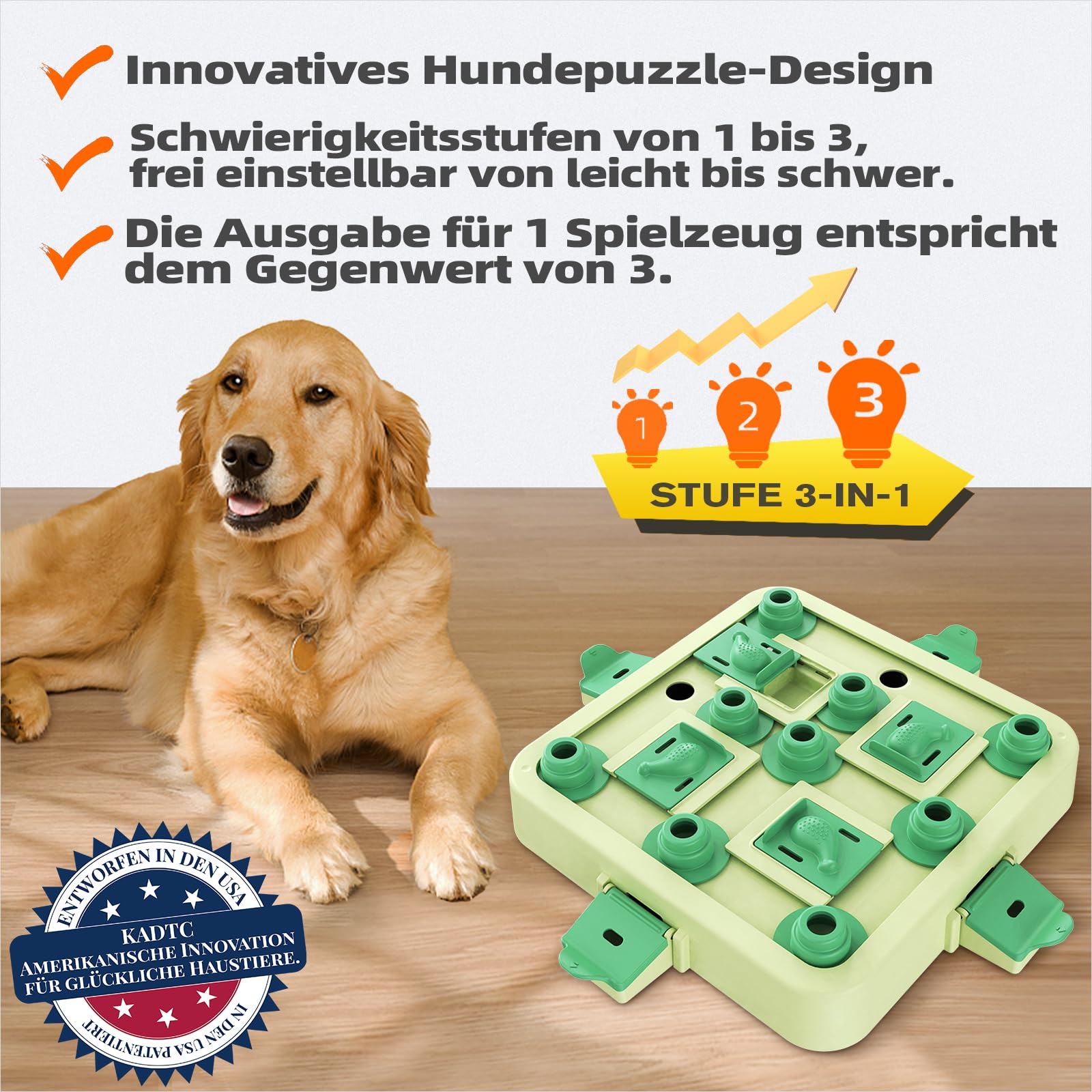 KADTC Intelligenzspielzeug für Hunde, interaktives Hundespielzeug gegen Langeweile, Leckerli-Puzzle zur mentalen Stimulation für Welpen und kleine, mittelgroße und große Hunde