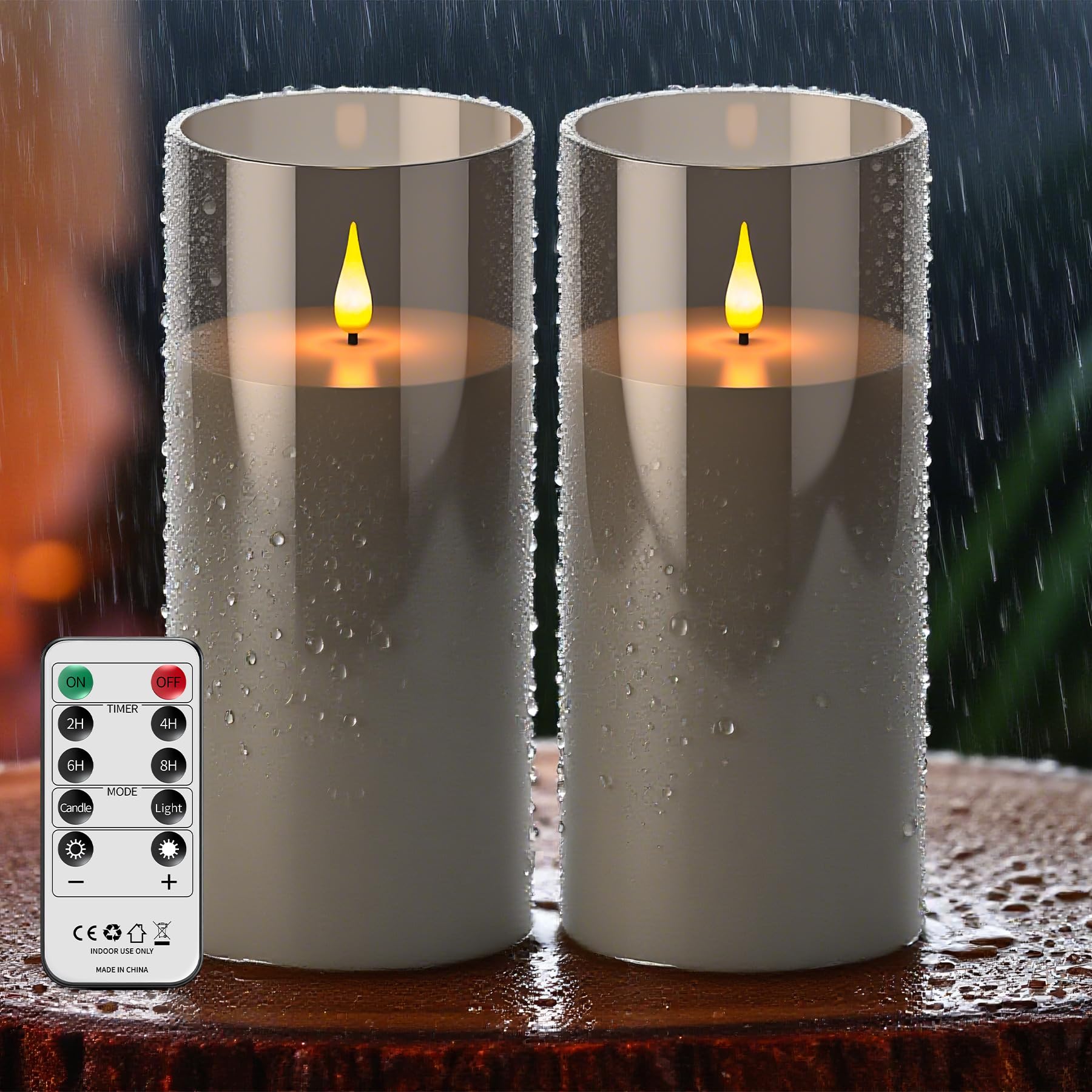 Broyal 2 Stück Wasserdichte LED Kerzen Outdoor,22.5cmx10cm Flammenlose Kerzen mit Fernbedienung,Kerzen Batteriebetrieben,LED Kerzen Groß für Party,Camping,Home Deco