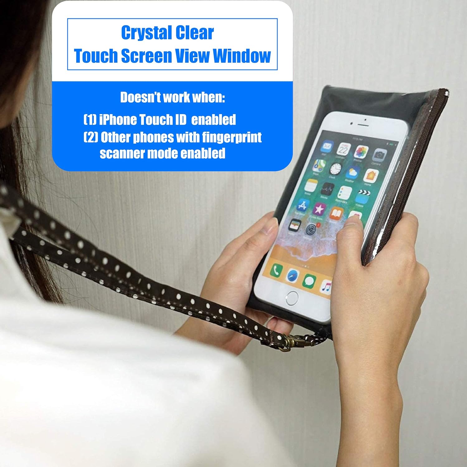 Tainada Phone Wristlet Purse 2 in 1 Pouch w/Clear View Window Touch Screen & Detachable Neck Strap Lanyard, Wristlet Strap for iPhone 16/15 Pro Max, 16/15 Plus; Samsung S24+, S23, A54 (Purple) - Image 4