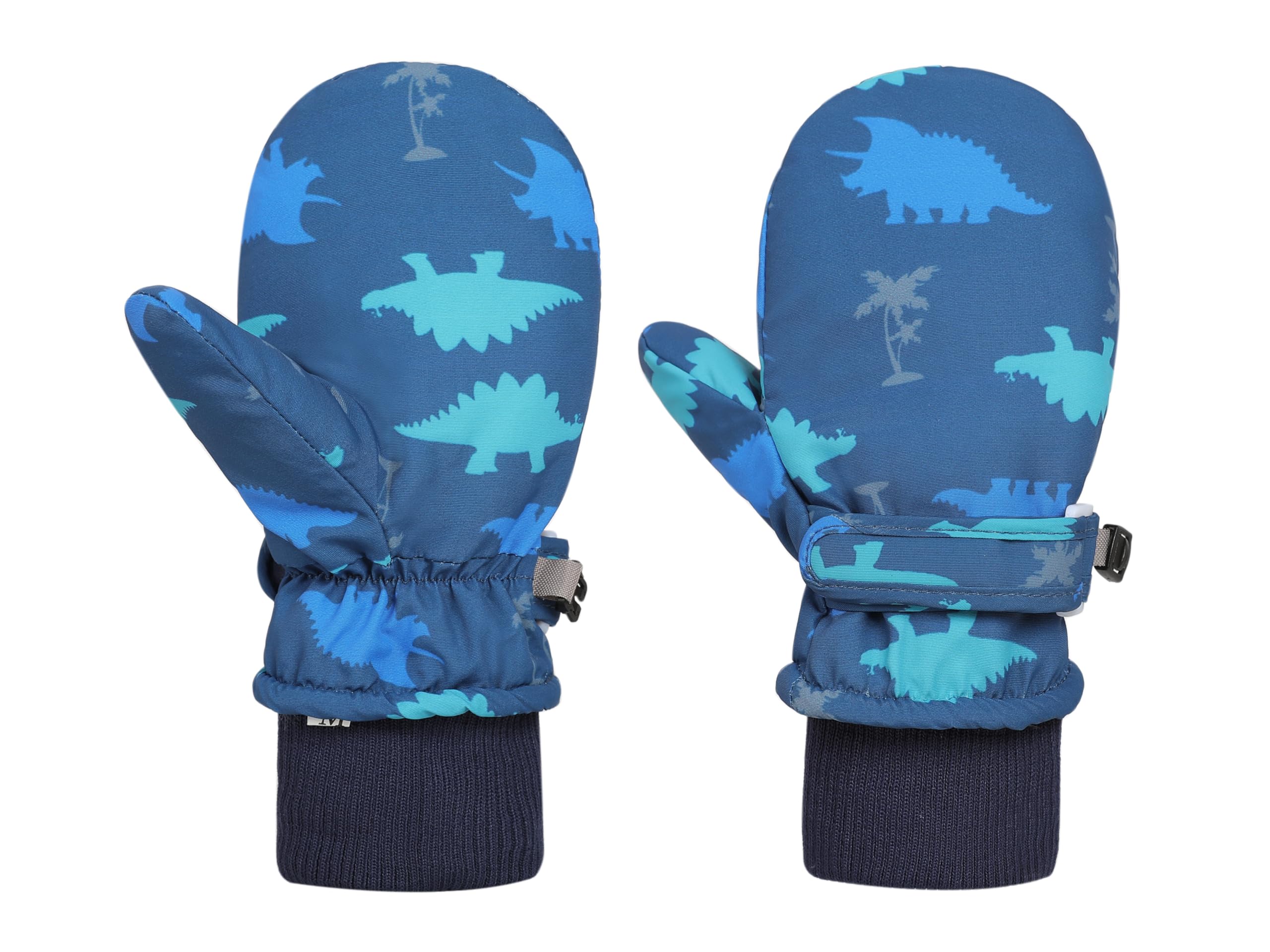Urban Virgin Toddler Waterproof Outdoor Infant Mittens Baby Winter Gloves Dino Cuffed Warm Fleeced Kids Ski Gloves For Teens E1307 Navy Blue S(3Months-3T)