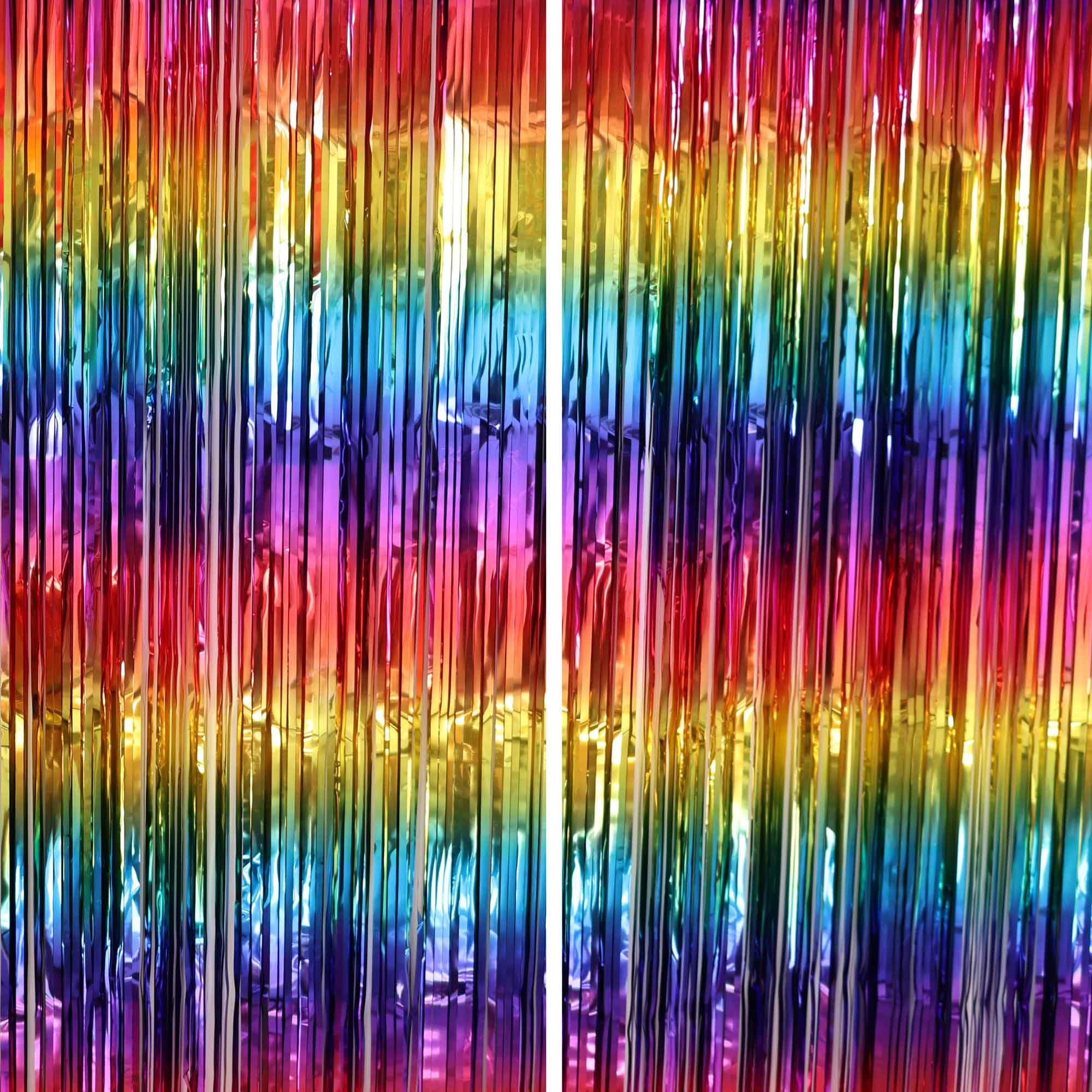 Cortina de flecos de oropel de aluminio con degradado de arcoíris brillante, decoración de fondo para cumpleaños, día del orgullo gay, graduación, boda, compromiso, despedida de soltera, baby shower,
