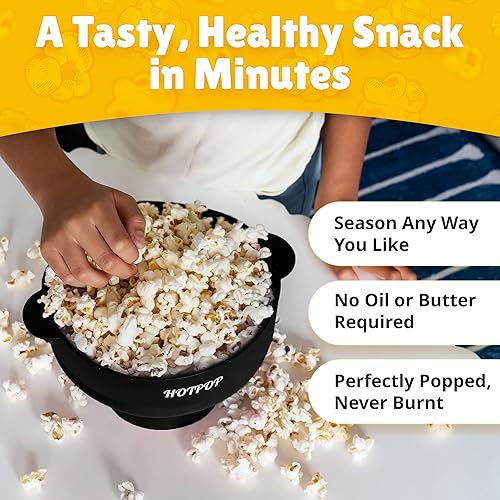 Miniatura 2 de El Hotpop Original - Palomitero para microondas, Popcorn, contenedor de silicona para hacer de palomitas de maíz, cuenco plegable sin BPA y apto