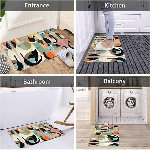 Miniatura 6 de Tapete antideslizante de estilo moderno de mediados de siglo, para interiores y exteriores, para zonas de alto tráfico en tu hogar, 15.7 x 23.6