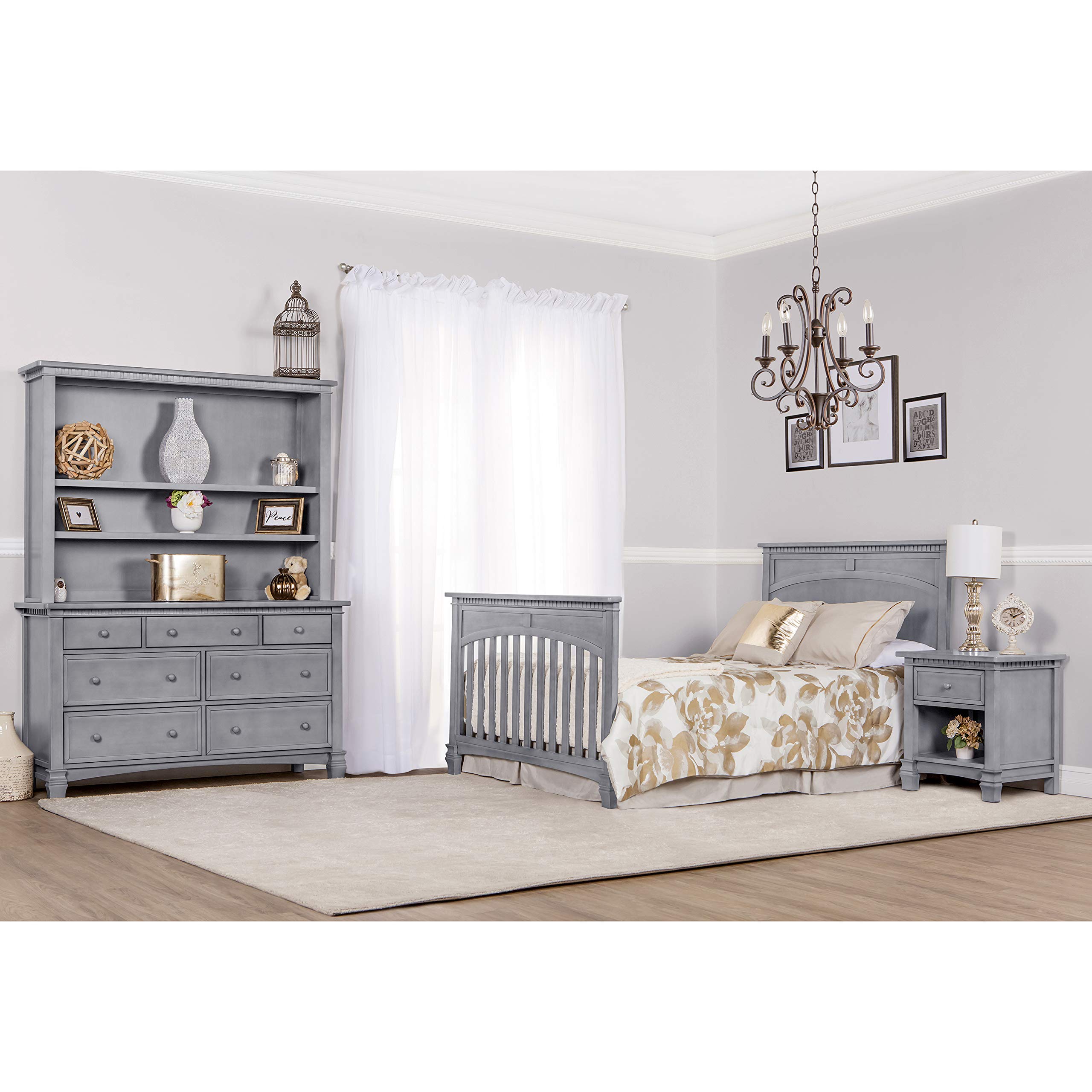 Condition photo showing New/Like New for evolur universal convertible crib wooden full size bed rail, storm grey