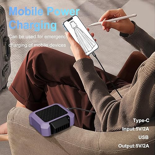 Miniatura 4 de Ventilador de cintura portátil con luz LED SOS, ventilador personal recargable de 22 horas, tiempo de funcionamiento ultra largo, pequeños