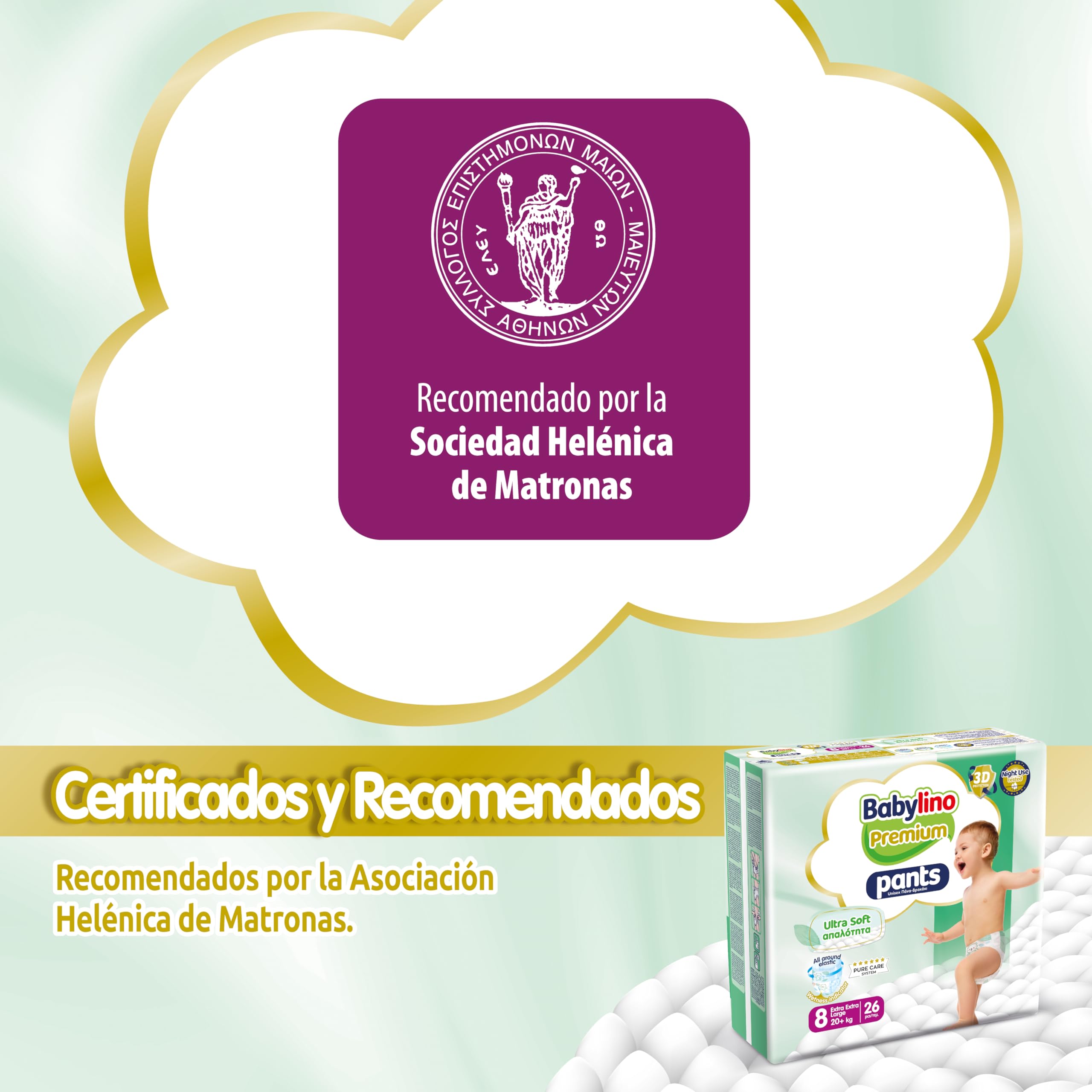 Babylino Premium Pants, Pañal Braguita Talla 8 con filtro Ultra Soft, XXL (20 + kg), 104 unidades