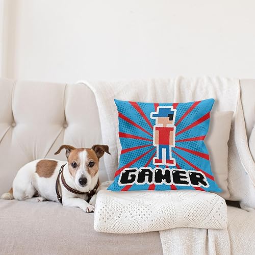 Miniatura 4 de Ambesonne - Funda de cojín para videojuegos, diseño de rayas, color azul y rojo