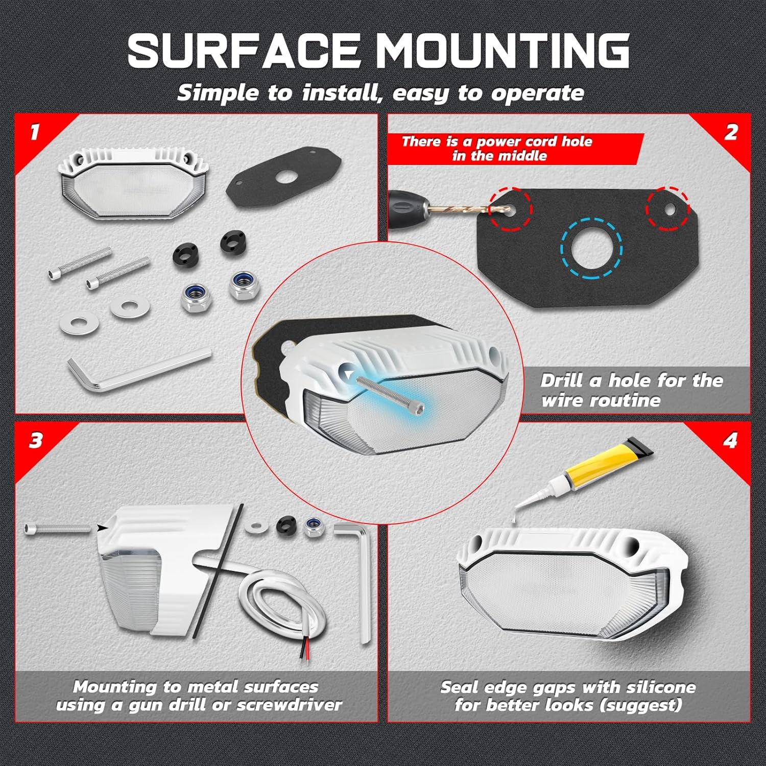 RV Exterior Lights Aluminum, 4200LM LED Porch Lights 5 Inch, IP68 Waterproof LED Scene Cargo Lighting for RV Outdoor Camper Trailers Truck Porches Towing 5th Wheels UTV - 2 Packs White