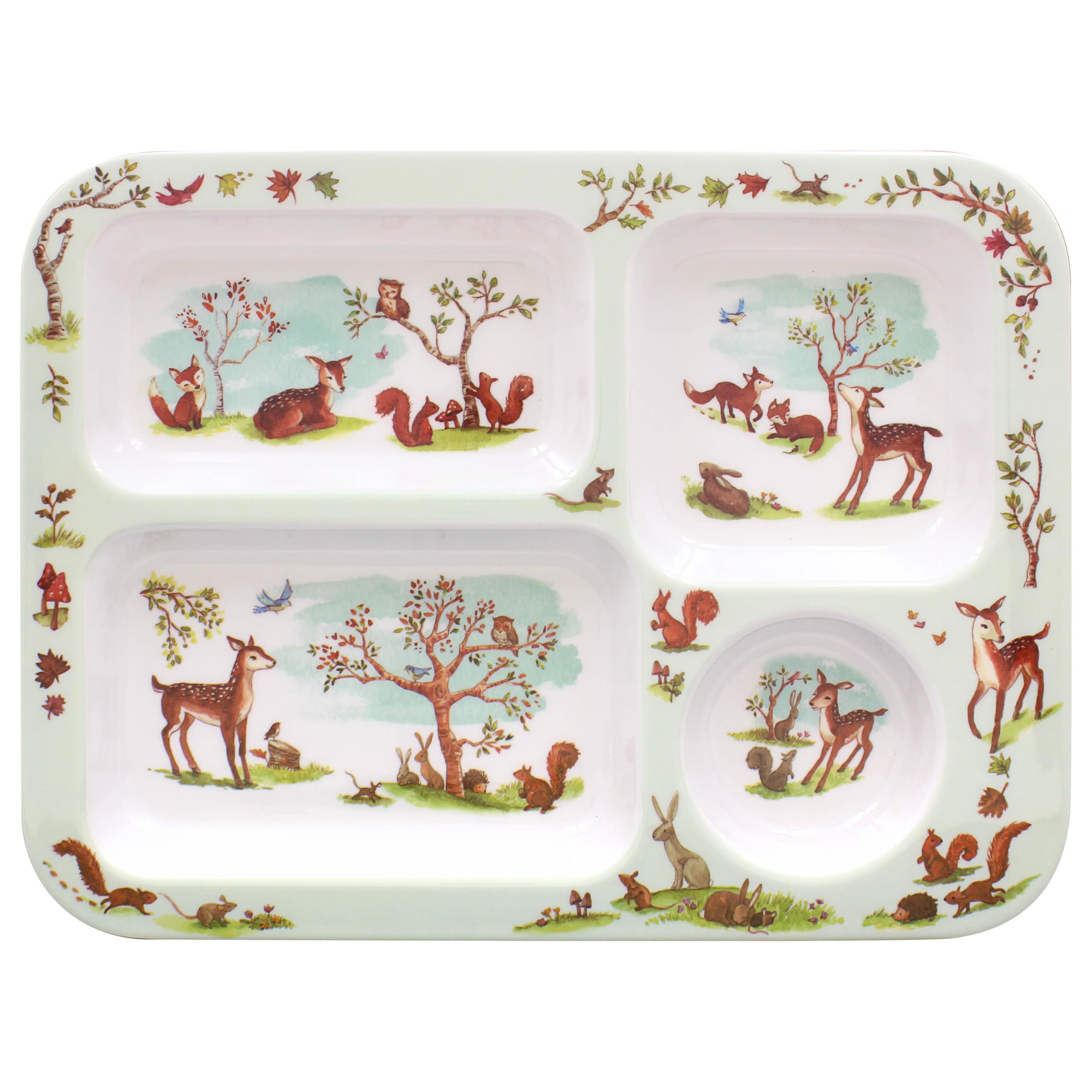 Forest Friends 4 Compartment Tray Children Toddler Plastic Serving Food Tray Lesser & Pavey