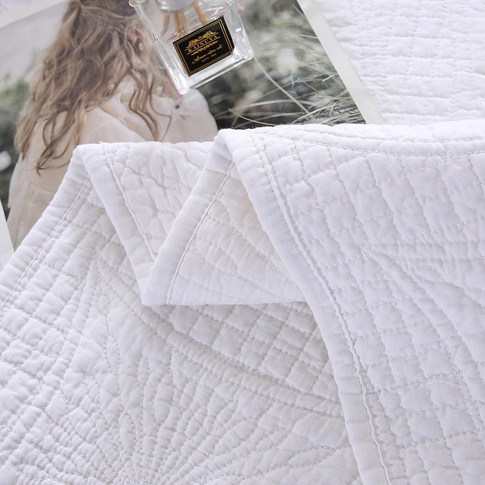 Amazon｜ZTGL 高級刺繍コットンキルトベッドスプレッドキルトセット 3