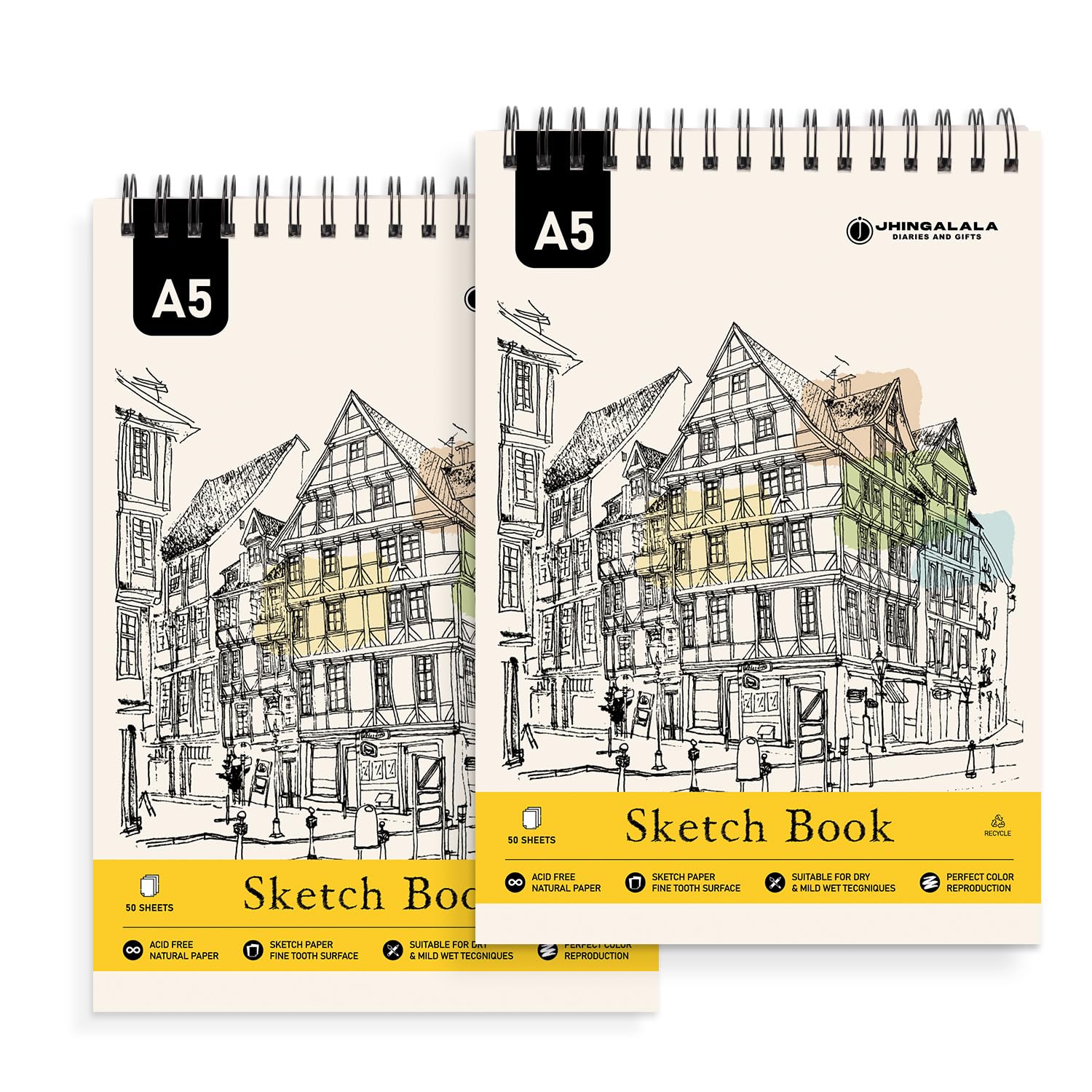 See full amazon price history chart for Jhingalala Paper Sketchbook I Top Spiral-Bound Sketchpad For Artists I Professional Grade Drawing Pad And Sketch Book I Size A5 I 100 Pages, 50 Sheets I Pack Of 2, Watercolor Jhingalala Paper Sketchbook I Top Spiral-Bound Sketchpad For Artists I Professional Grade Drawing Pad And Sketch Book I Size A5 I 100 Pages, 50 Sheets I Pack Of 2, Watercolor (B0CMJFYR4K) Amazon Price History, Amazon Price Tracker