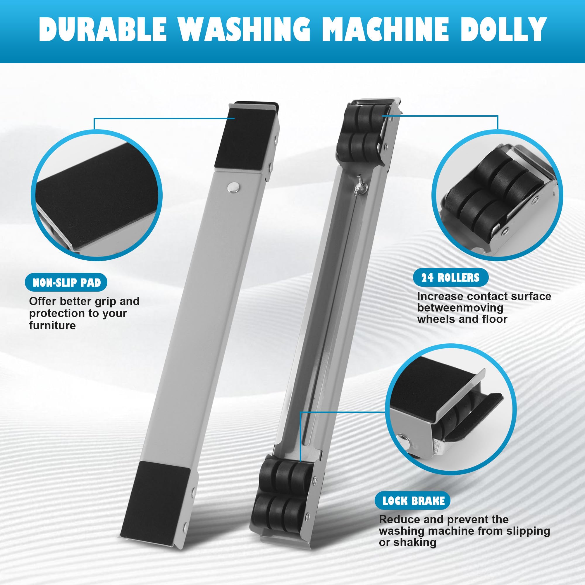 2-tlg. Waschmaschinen Untergestell Set - Einstellbare Möbelroller Bis 300kg Für Waschmaschine & Kühlschrank