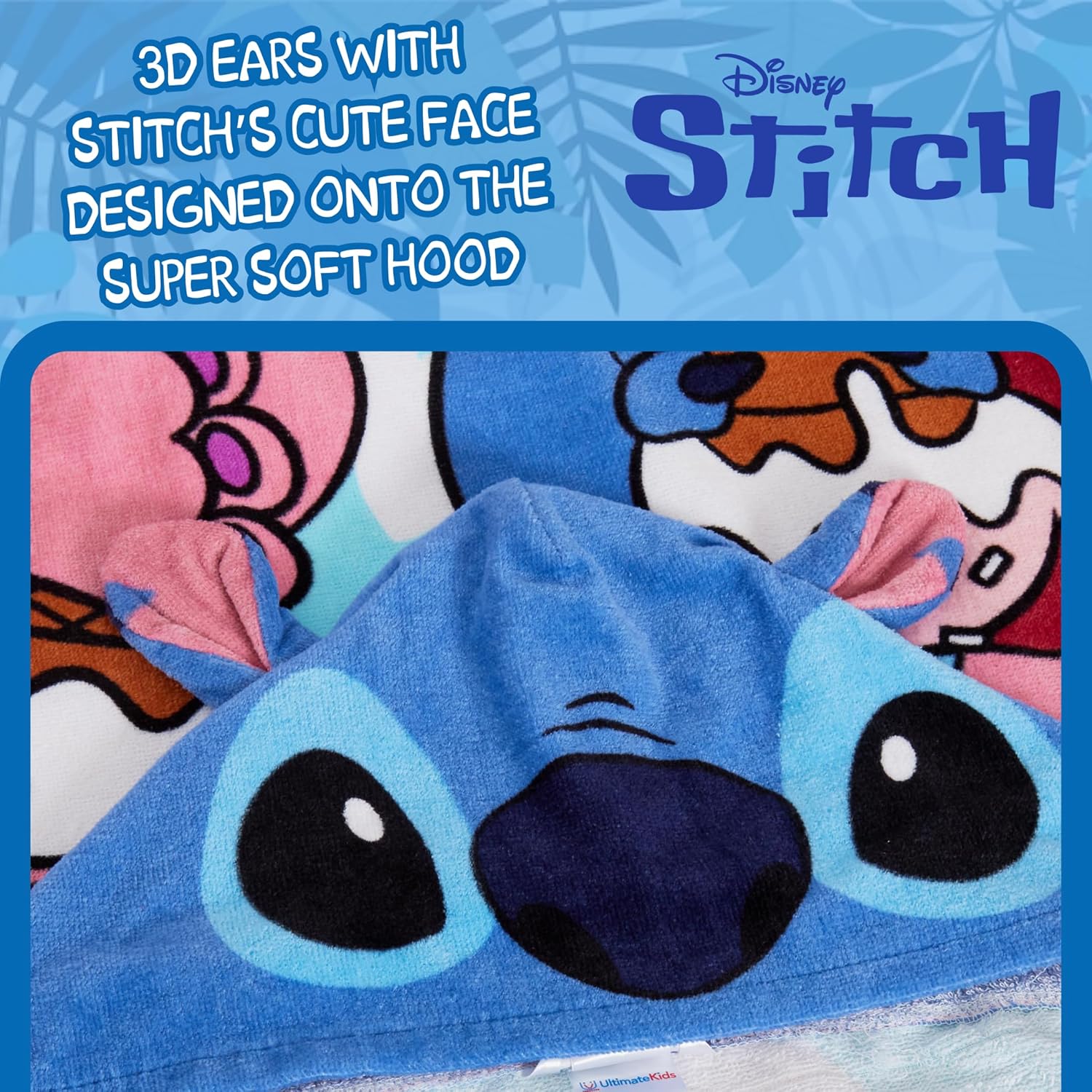 Disney Stitch Hooded Towel Angel Poncho 100% Cotton Kids Beach Towel Bath Towel Swimming Wrap Kids Changing Robe