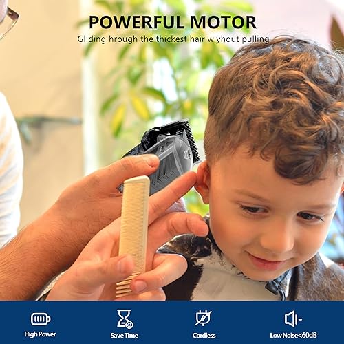 Miniatura 5 de Cortadora de pelo profesional para hombres, kit de peluquería inalámbrico para cortar y arreglar el cabello, juego de cortapelos negros para corte