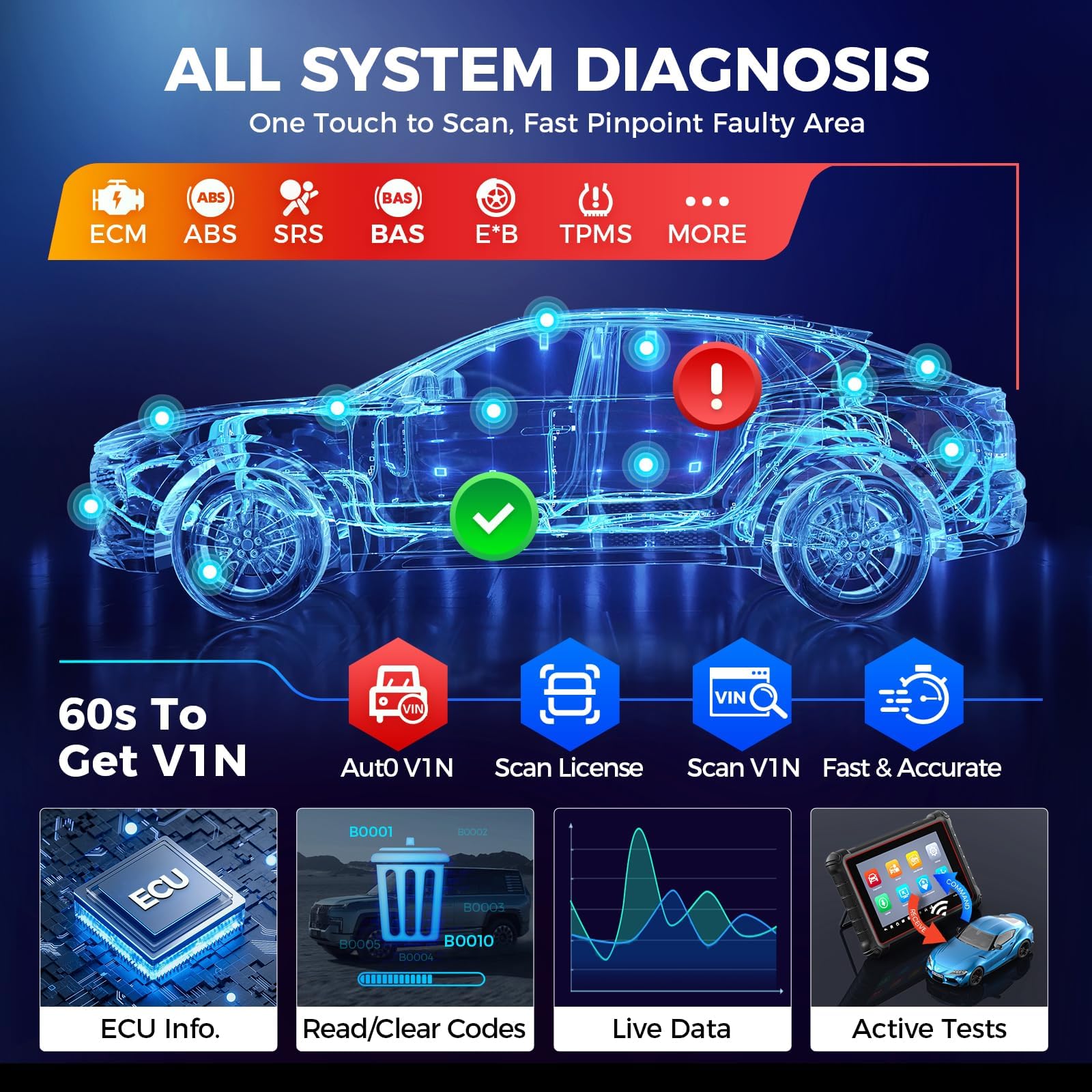 Autel MaxiCOM MK900 OBD2 Auto Diagnostica: 2024 come MK900BT Aggiornamento da MK808BT PRO MX808S MK808Z Strumento Diagnostico, 40+ Servizio, 3000+ Test Attivi, CANFD/DoIP, Tutte le Diagnosi di Distema