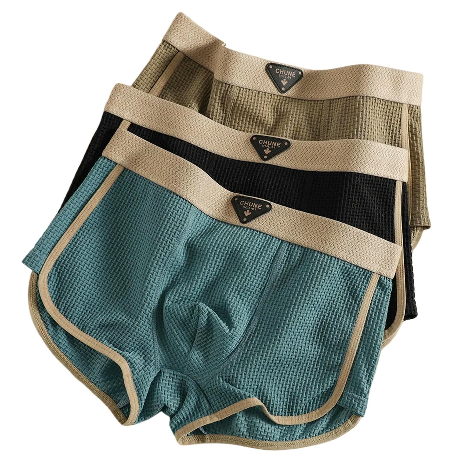 Wangshuo Men's 3 3Pcs Underwear 3-Pack Boxer Briefs Stretch Underwear, Briefs-3-L-3Pcs