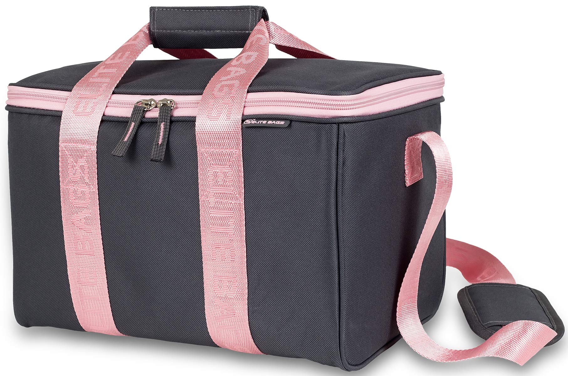 Elite Bags, Sac de premiers secours professionnel, MULTY'S, Sac multifonctionnel, Léger, Grande capacité, Séparateurs et plusieurs compartiments intérieurs, Facilement lavable, Gris et Rose