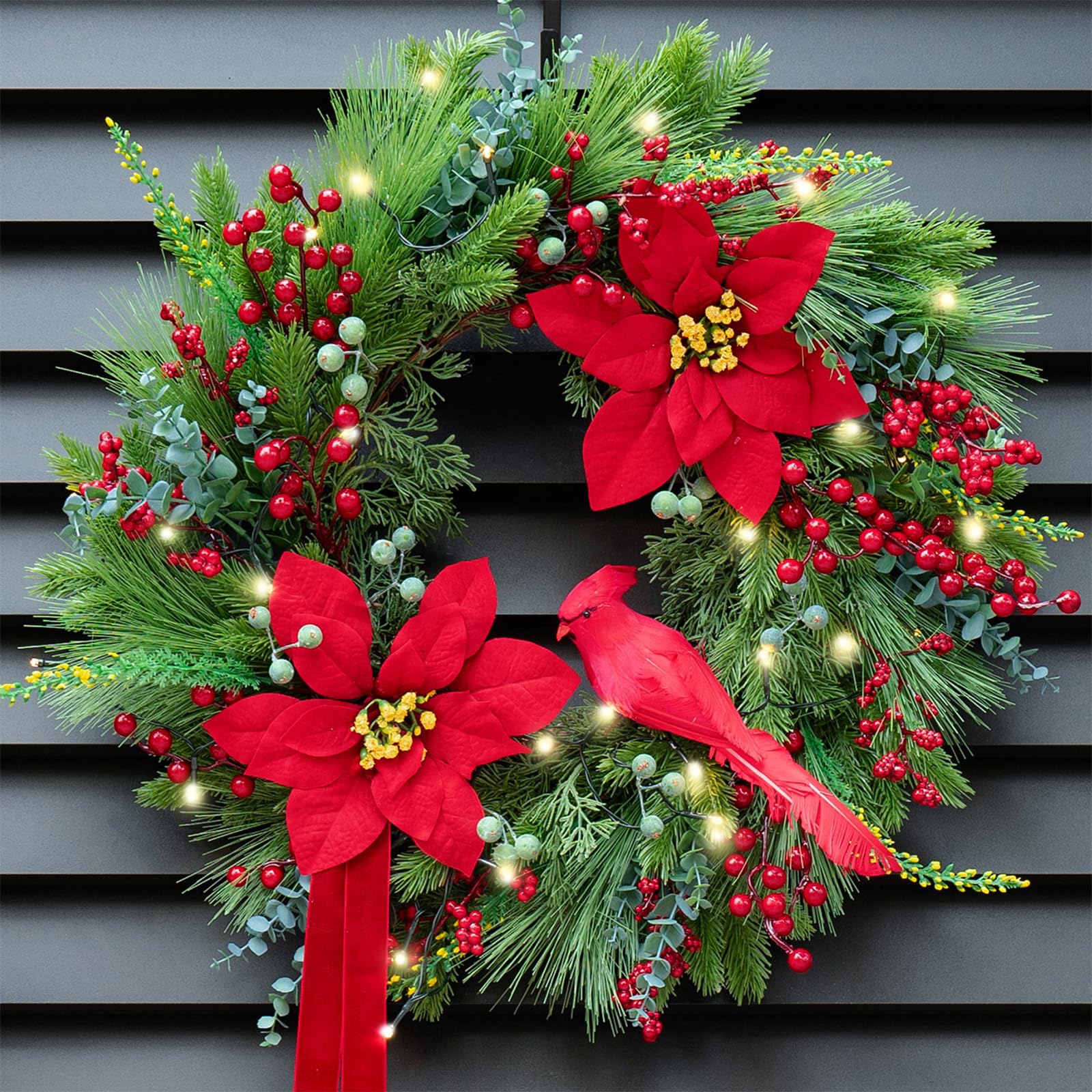 ✽秋冬のリース ✽ クリスマスリース Amazon.co.jp: Pinkpuii クリスマスリース 玄関ドア用 24インチ