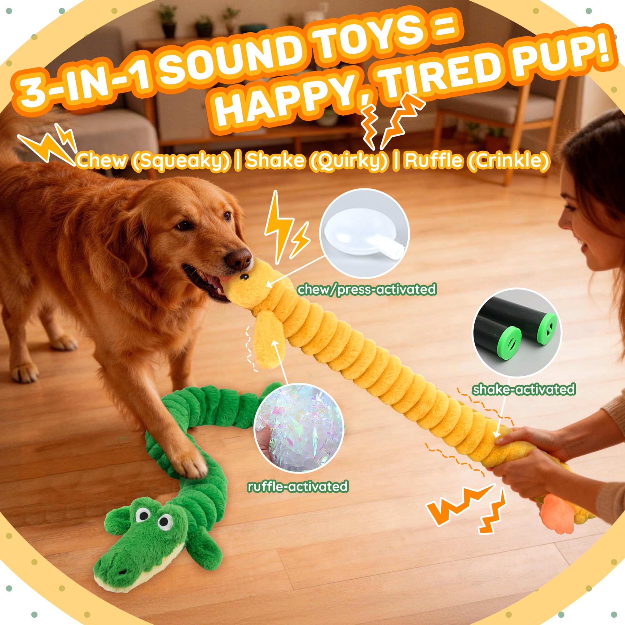 LECHONG Lot de 2 jouets couineurs extra longs de 102 cm pour chien, jouets en peluche à mâcher avec double couinement pour mâcheurs agressifs de petite, moyenne et grande taille, jouets interactifs
