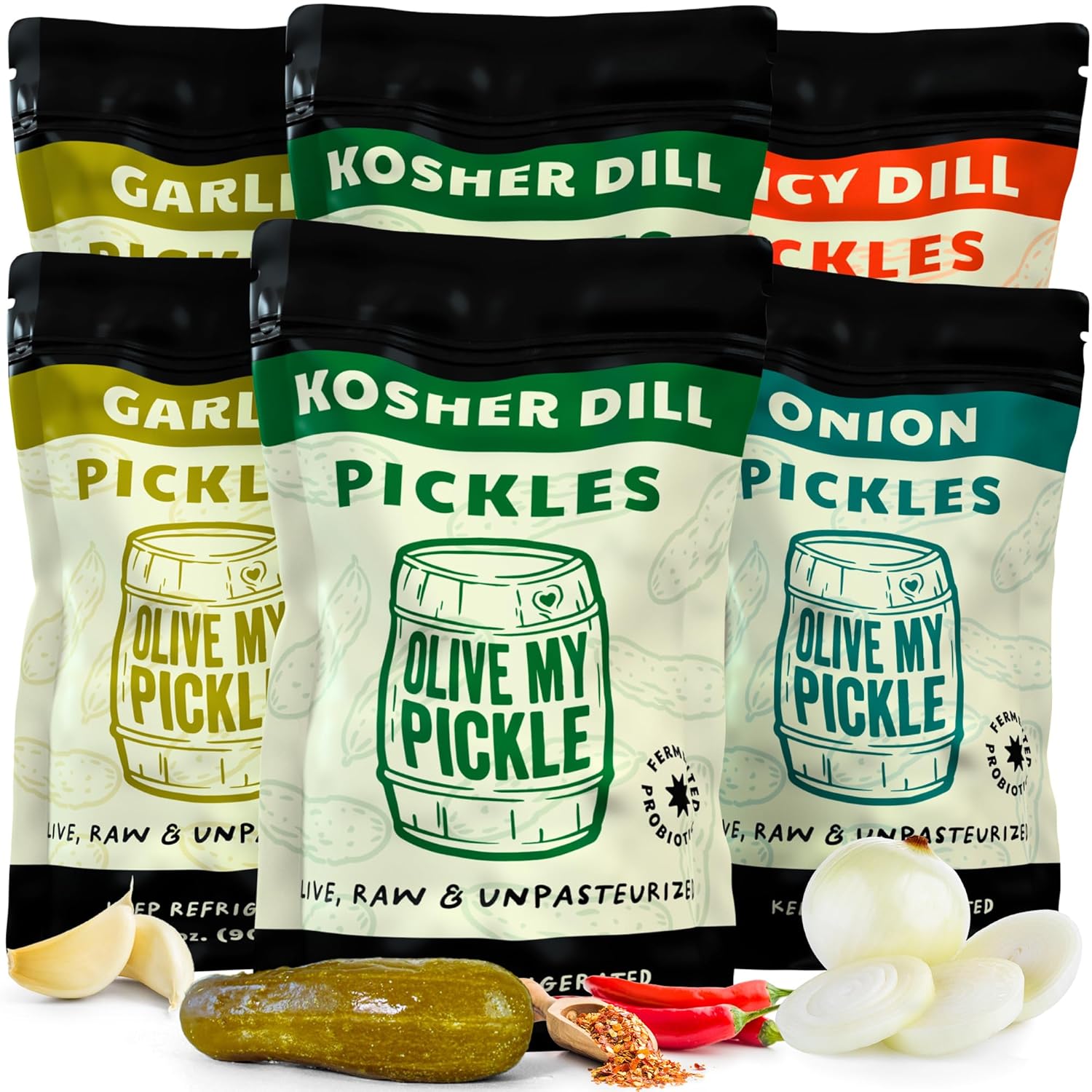 Real Fermented & Probiotic Pickles for Gut Health - BIG PICKLE BUNDLE (6 PACK) by Olive My Pickle