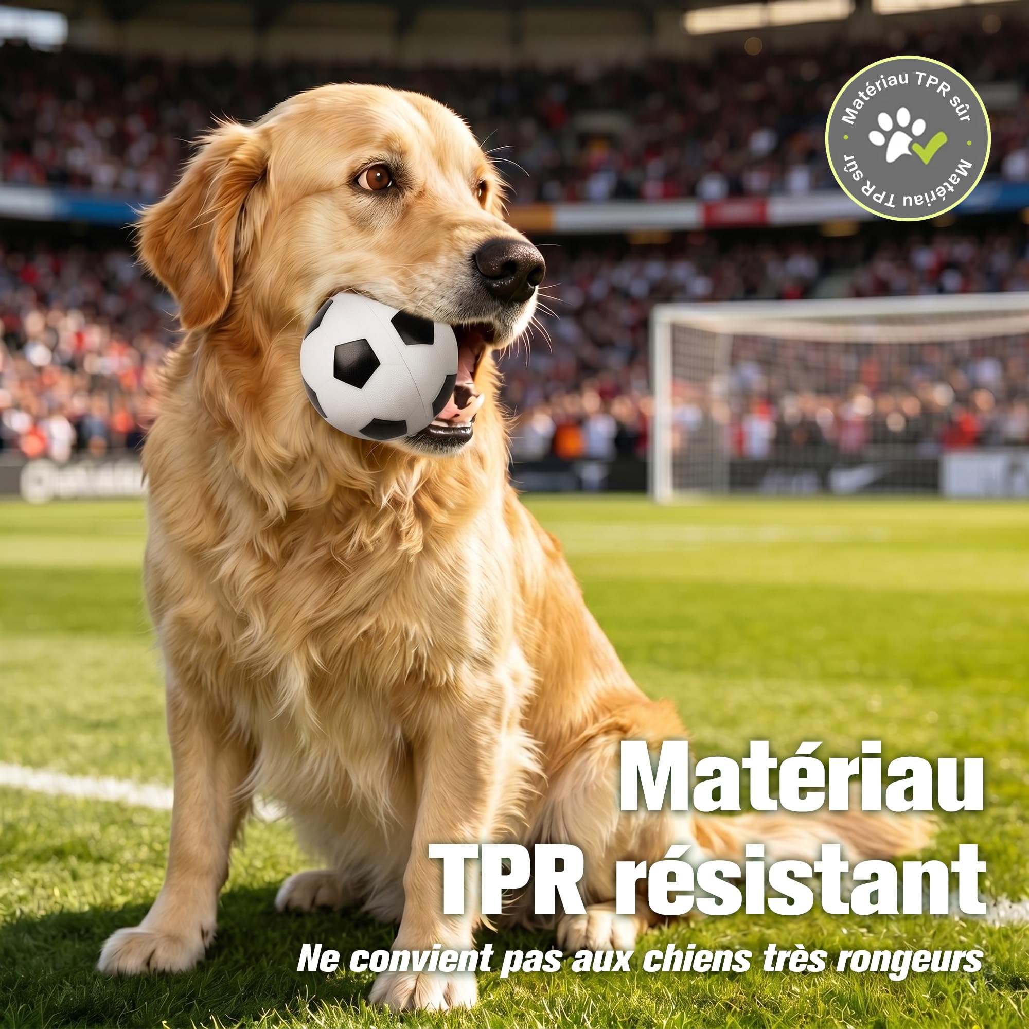 Pet Prime Balle Interactive pour Chien, Balle Football Coupe du Monde Rechargeable USB, 2 Modes détection Tactile, résistante intérieur extérieur