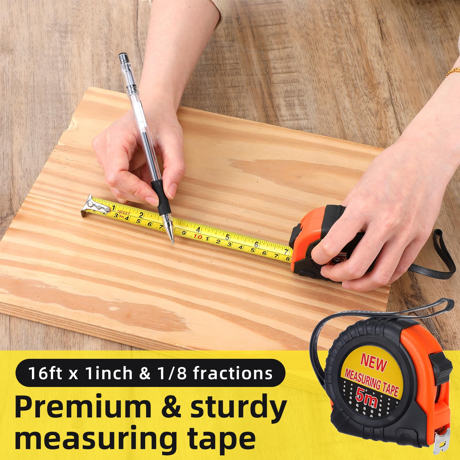 12 Pieces Tape Measure 16 ft Retractable Measuring Tape Measure Small Measure Tape with Fractions Marked Easy Read Measuring Tape Bulk Set for Engineer Contractors