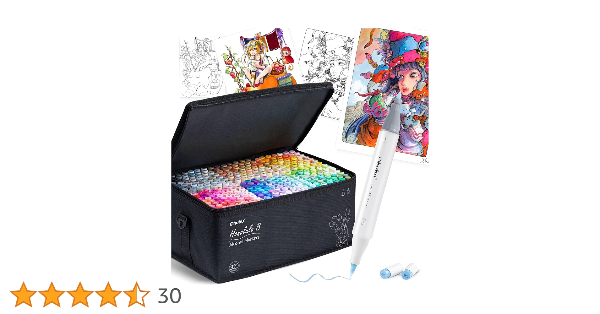 Amazon | Ohuhu マーカーペン 筆タイプ 320色 プロ愛用 イラスト