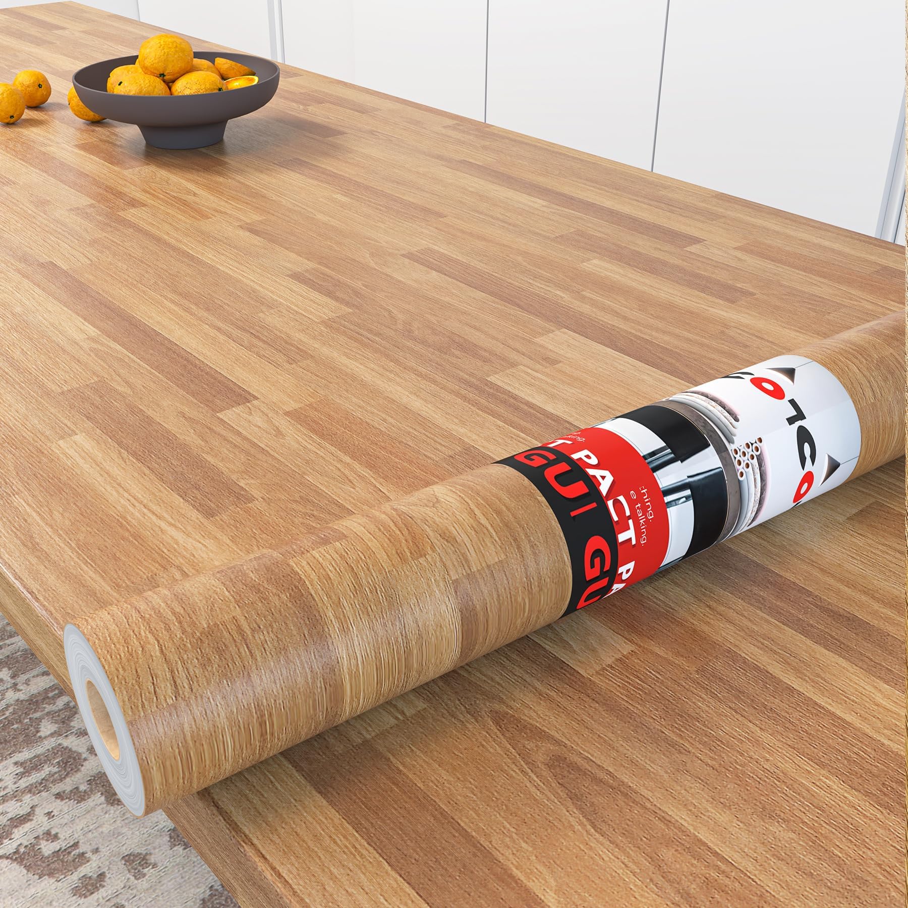 Decotalk Vinilo Adhesivo Muebles Madera Marrón Claro 90X300cm Papel Pintado Autoadhesivo Marrón Impermeable Vinilo Encimera Cocina Autoadhesivo Rollo Aspecto Madera Vinilos Resistentes al Calor