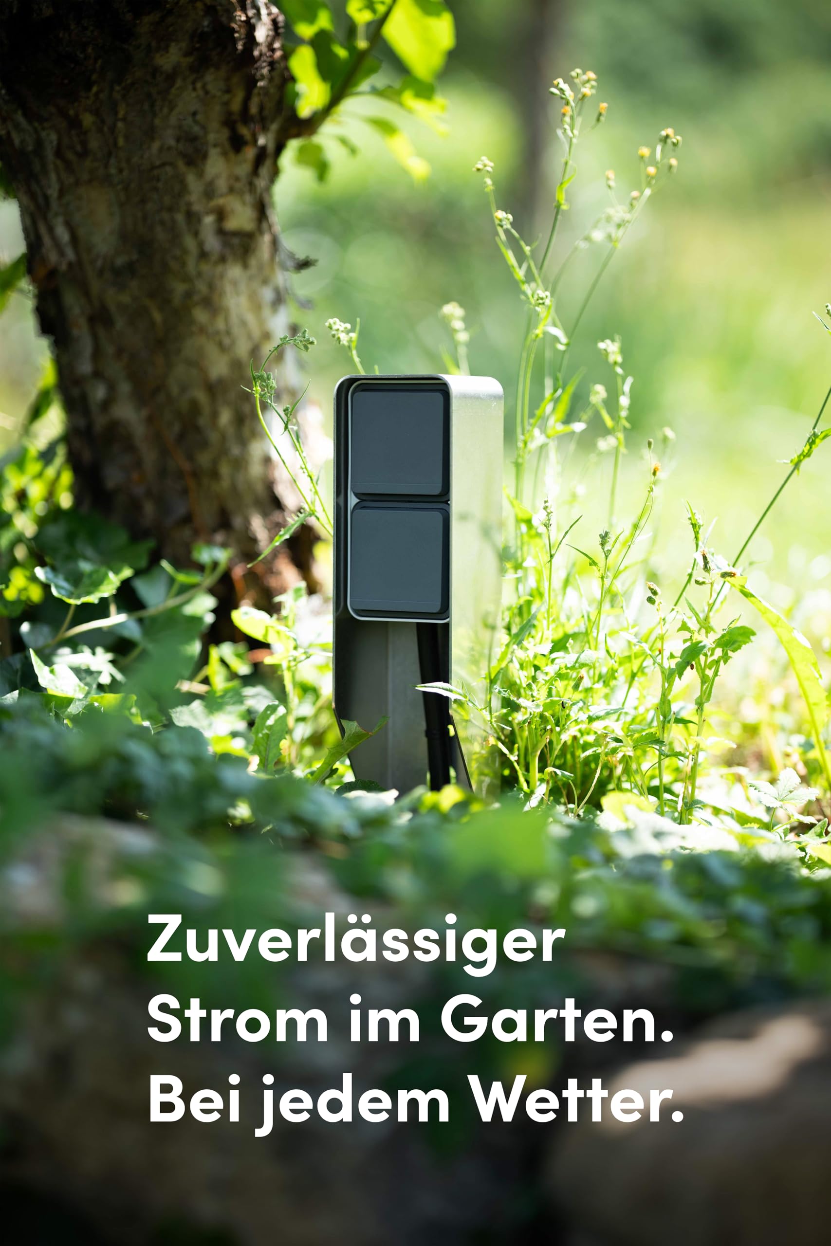 Steckdosensäule Essential | 2-fach mit Erdspieß – Edelstahl | IP55, wetterfest & robust – Außensteckdose für Terrasse & Garten