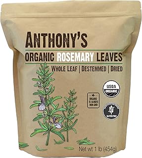 Anthony's Organic Dried Rosemary Leaves, 1 lb, Whole Leaf, Destemmed, Non GMO, Non Irradiated, Gluten Free