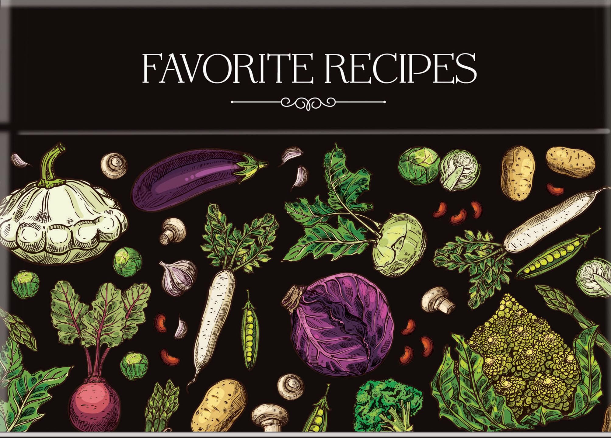 Recipe Card Collection Tin - Favorite Recipes (Vintage Vegetables) - 50 Recipe Cards With Pictures + 50 Blank Cards to Write in Your Own Recipes